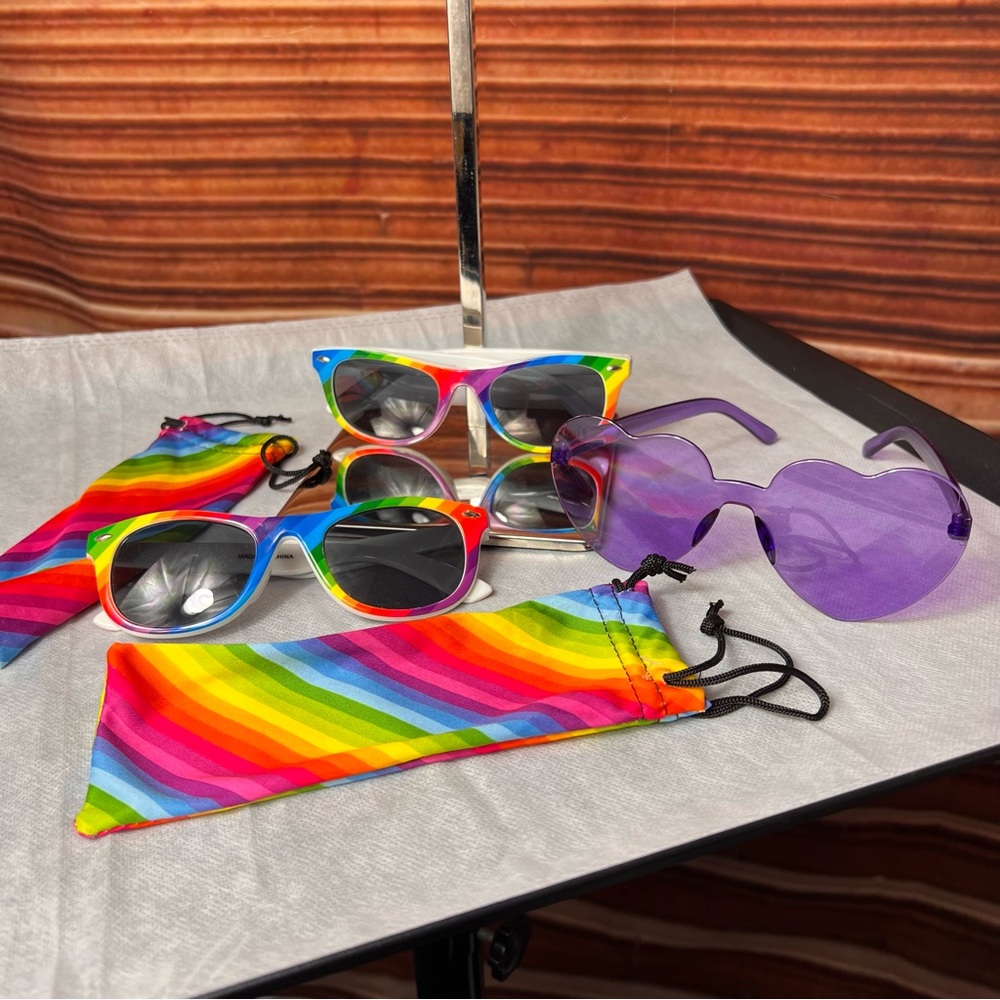 Colorful Rainbow and Purple Sunglasses Set
